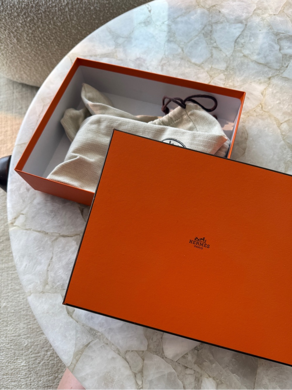 Authentic Hermes Oran Box with 2 dust bags